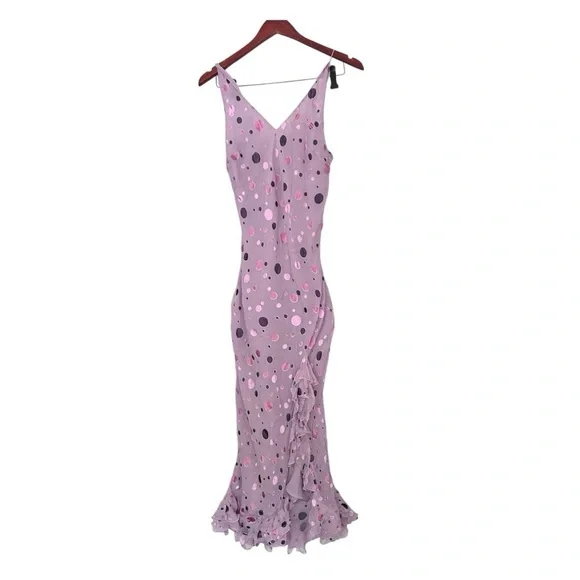 PRÉCIS PETITE Silk blend LILAC STRAP FRILL
FRONT BIAS CUT LONG DRESS
SIZE 6 - Picture 1 of 8